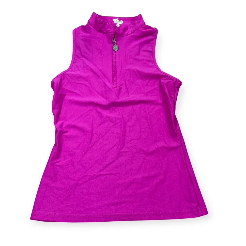 NEW Tzu Tzu Bella Top Womens XS Pink Sleeveless Quarter Zip Golf Tennis Tank USA